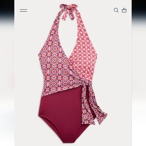 Ralph Lauren Women's Slimming Print Wrap One-PieceBathing Suits Size 10 & 4 avai